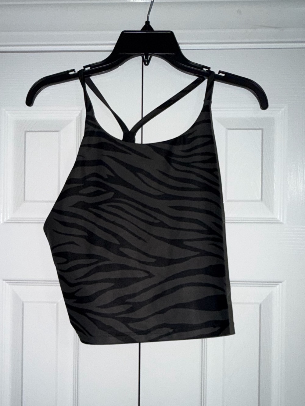 Old Navy Black Zebra-Print Cropped Strappy Tank